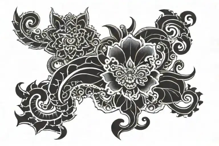 A tattoo, a little Indonesian, located in the lower back, 5cm high and horizontal tattoo design idea