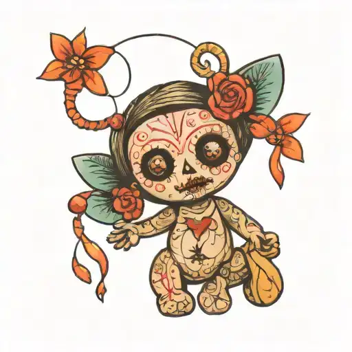 voodoo doll baby tattoo design idea
