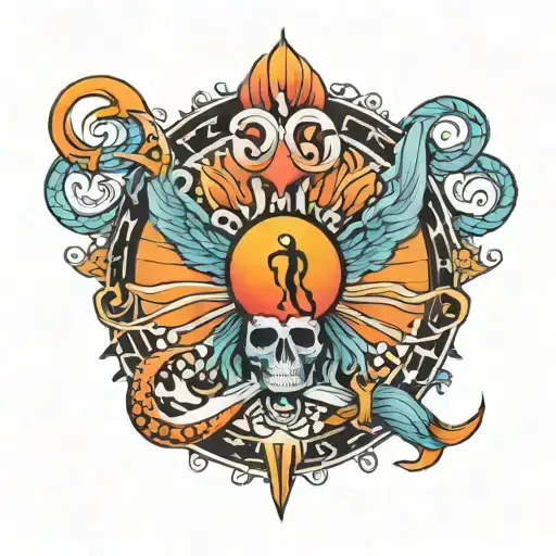 sunrise cancer survivor aquarius sign tattoo design idea