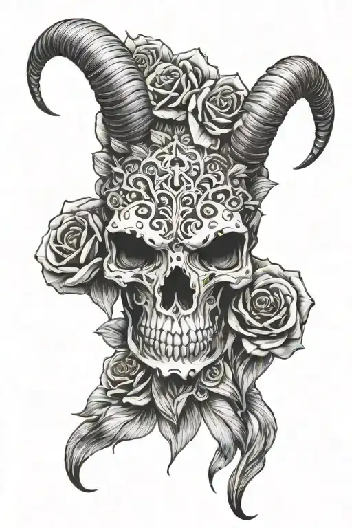 aries skull tattoo design idea