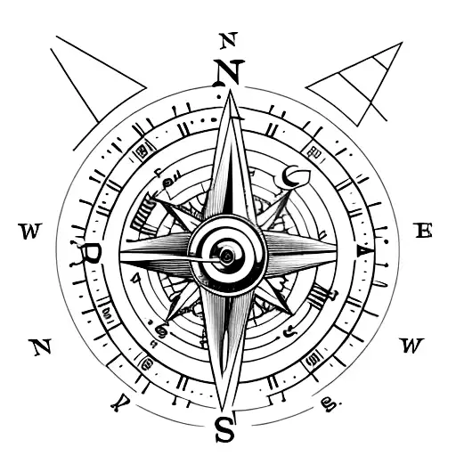 Nautical compass with long south leg tattoo design idea