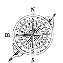 Nautical compass with long south leg tattoo design idea
