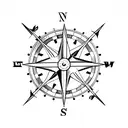 Nautical compass with long south leg tattoo design idea