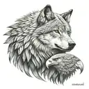 wolf and eagle  tattoo design idea