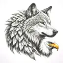 wolf and eagle  tattoo design idea