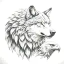 wolf and eagle  tattoo design idea