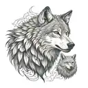 wolf and eagle  tattoo design idea