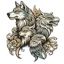 wolf and eagle  tattoo design idea