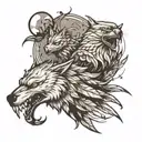 wolf and eagle  tattoo design idea