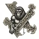 Jesus gorilla lion all into a cross with nice shading  tattoo design idea