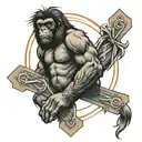 Jesus gorilla lion all into a cross with nice shading  tattoo design idea