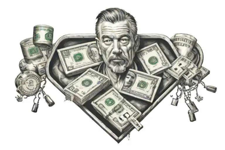 Gamble, drugs, thug life, son and father, house, hard life, money tattoo design idea