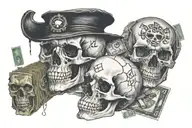 Gamble, drugs, thug life, son and father, house, hard life, money, skull tattoo design idea