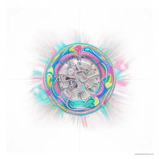 brightly colored scenery tattoo design idea