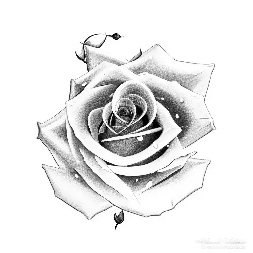 A black-grey tattoo of a warehouse silhouette with a rose growing out of it, symbolizing growth and transformation tattoo design idea
