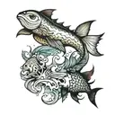 Sea creatures swimming tattoo design idea