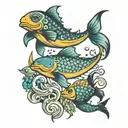 Sea creatures swimming tattoo design idea