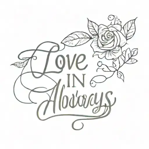 love always in cursive font tattoo design idea