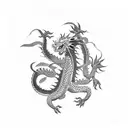Japanese dragon with clouds tattoo design idea