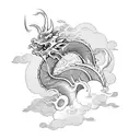 Japanese dragon with clouds tattoo design idea
