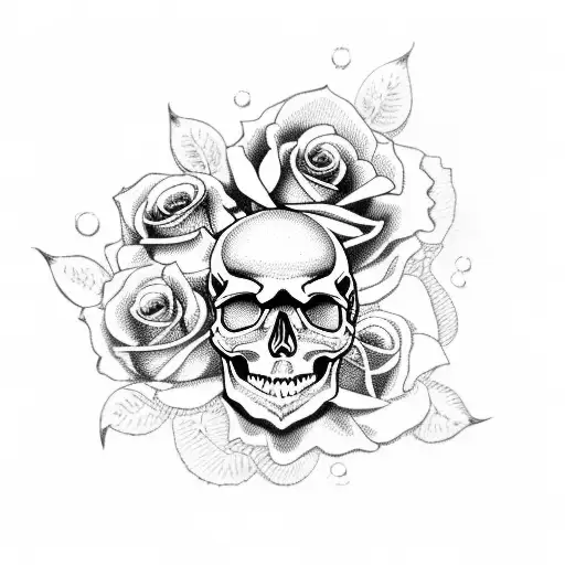Skull and Roses tattoo design idea