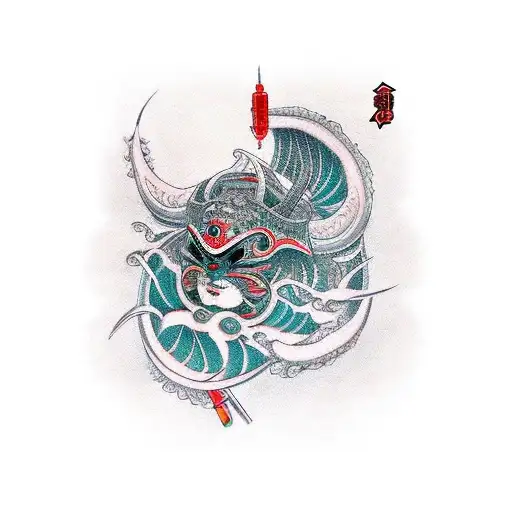 cyber sigilism katana tattoo design idea