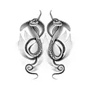 two snakes wrap around a dagger tattoo design idea