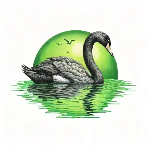 black swan evil GREEN EYE MOONLIGHT  tattoo design idea
