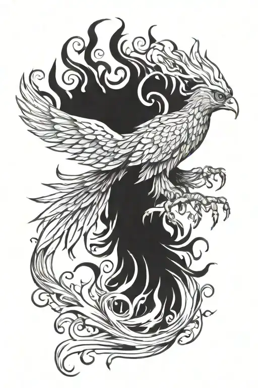 burning phoenix tattoo design idea
