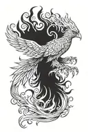 burning phoenix tattoo design idea