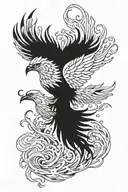 burning phoenix tattoo design idea