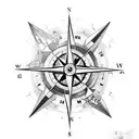 A compass intertwined with various travel landmarks, representing the love for exploring new places tattoo design idea