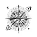 A compass intertwined with various travel landmarks, representing the love for exploring new places tattoo design idea
