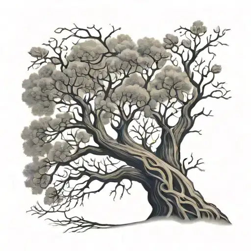A tattoo design of a tree with branches representing each of your children, with their initials carved into the bark, symbolizing growth and family unity tattoo design idea