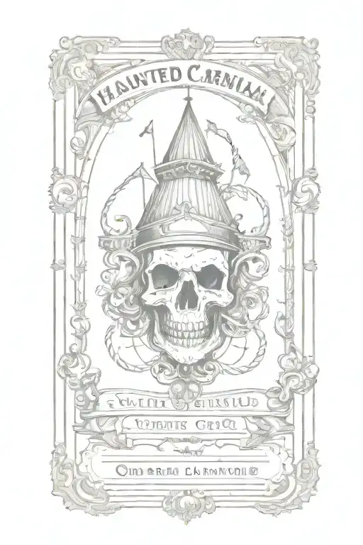 haunted carnival ticket featuring tattoo design idea