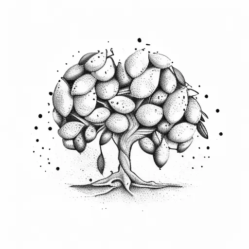 olive tree and cedar tree embracing tattoo design idea