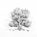 olive tree and cedar tree embracing tattoo design idea