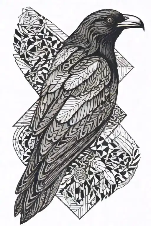 symmetrical chough tattoo design idea