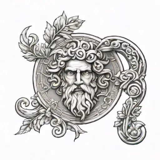 greek god symbol in alchemy tattoo design idea