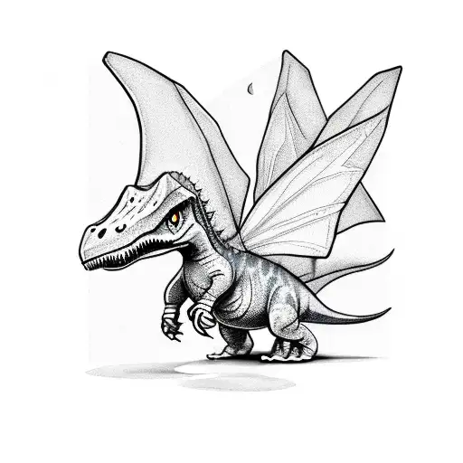 CUTE DINOSAUR WITH FAIRY WINGS tattoo design idea