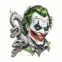 Joker face with cobra going down arm sleeve tattoo design idea