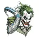 Joker face with cobra going down arm sleeve tattoo design idea