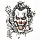 Joker face with cobra going down arm sleeve tattoo design idea