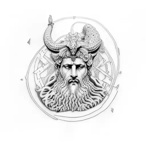 Zeus in the thinker pose tattoo design idea