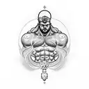 Zeus sits like the thinker  tattoo design idea