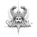 Zeus sits like the thinker  tattoo design idea