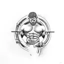 the muscular Zeus in the thinker pot tattoo design idea