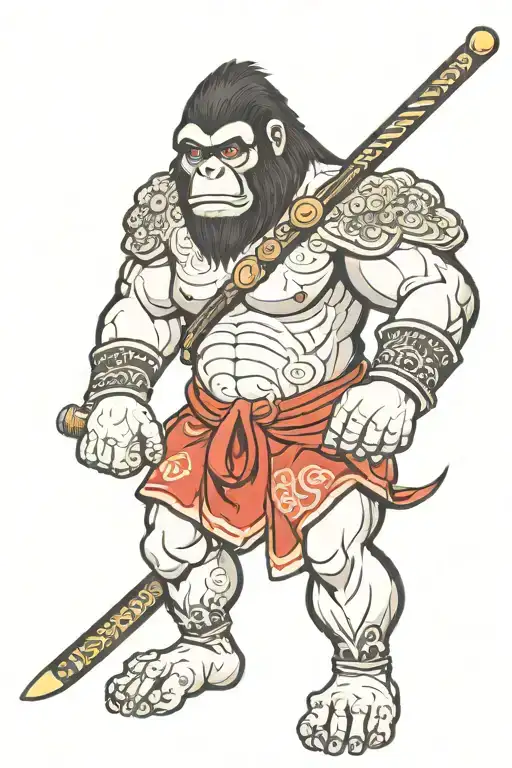 warrior red black white gorilla tattoo design idea