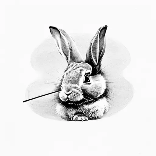 cigarette smoking humanoid keletal rabbit tattoo design idea