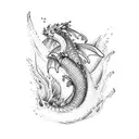 Koi Fish Swimming Up A Waterfall turning into a dragon tattoo design idea